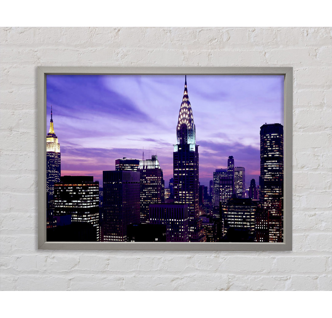 Empire State Building Purple Skys - Einzelner Bilderrahmen Kunstdrucke auf Leinwand