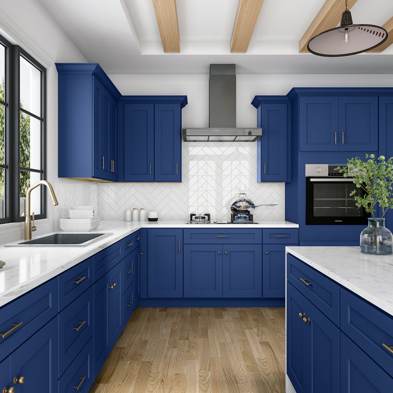Armoire de coin murale, Shaker bleu, L 27 po x H 36 po x P 12 po