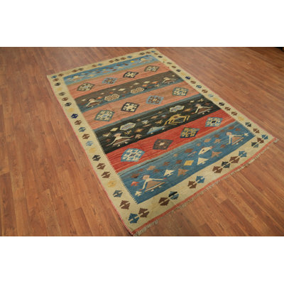 Tapis traditionnel kilim à teinture végétale 5 x 7