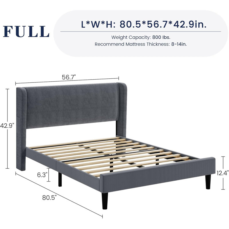 Bed Frame, Platform Bed Frame, Full XL