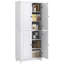 Armoire de rangement de 72,5 po de hauteur, armoire de cuisine autoportante avec 4 portes et tablettes réglables pour la salle à manger, blanc vieilli