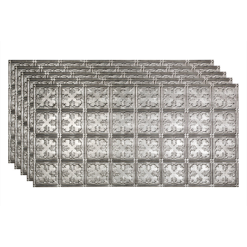 Panneau de plafond décoratif en vinyle 10 pi x 4 pi FASÄDE, Argent Crosshatch