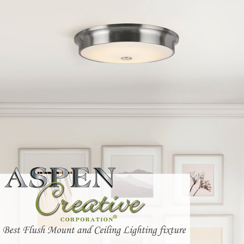 Glass LED Flush Mount, Satin Nickel