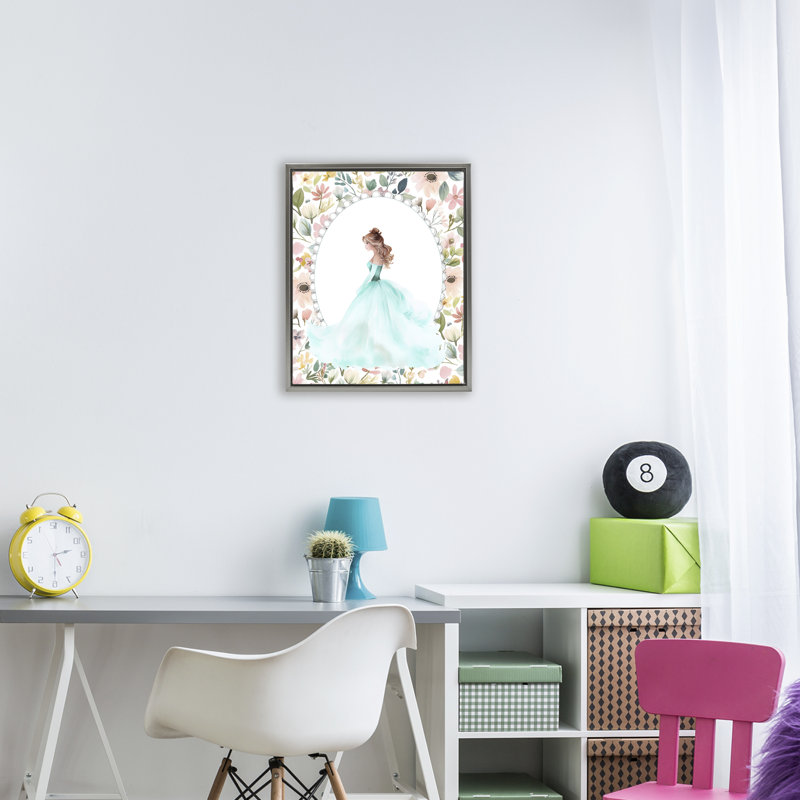  Princesse avec cadre flottant à bordure perlée, design par Christine Simpson Art, H 21 po x l 17 po