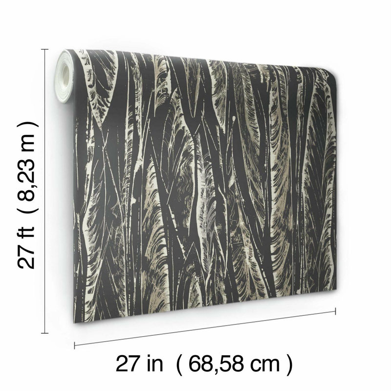 Rouleau de papier peint L 27 po x L 27 po native Leaves, Noir