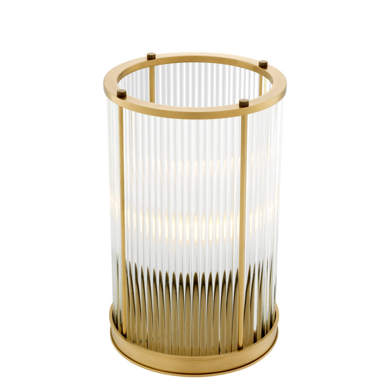 Mayson Hurricane Candle Holder, 10.83" H x 6.5" W x 6.5" D, Clear/Gold