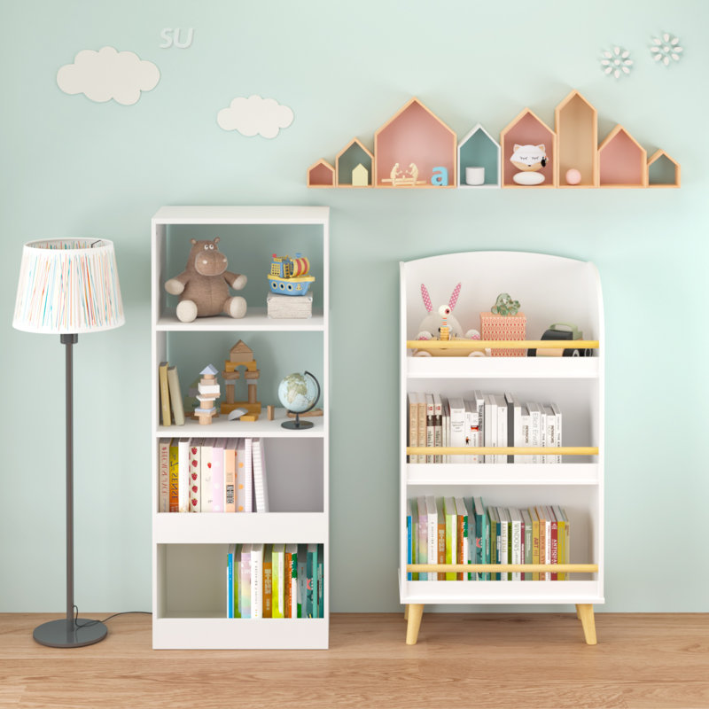 Organisateur de rangement pour enfants et bibliothèque à 4 niveaux pour enfants, conception peu encombrante pour les chambres à coucher et les salles de jeux