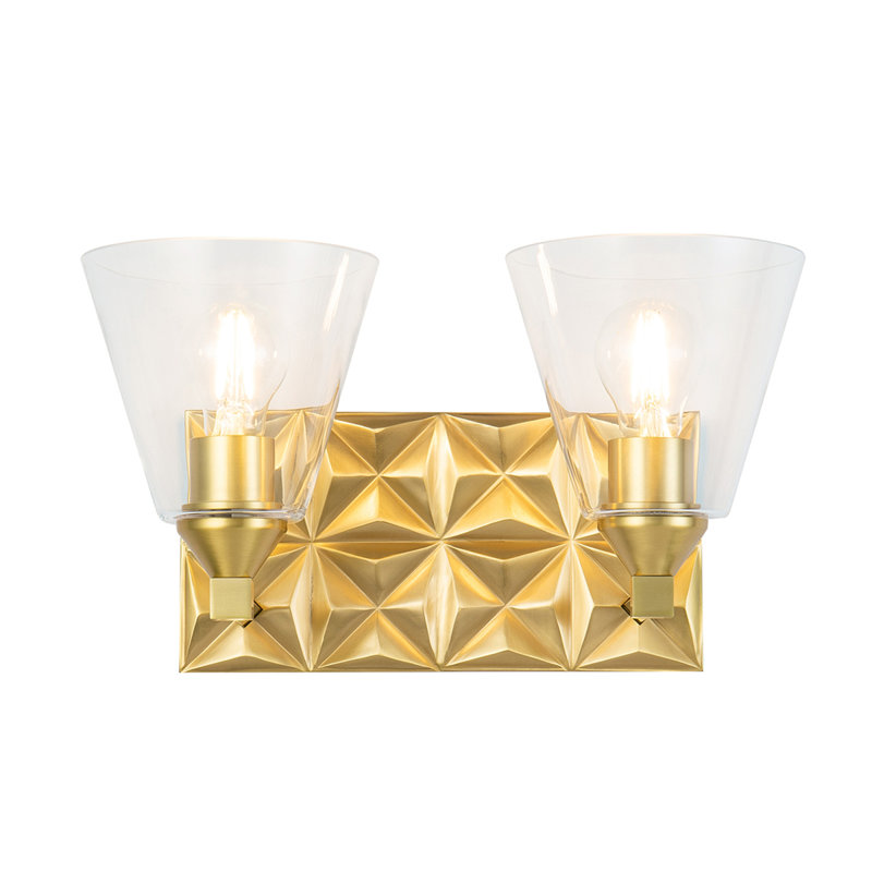 Alpha 2 Light Vanity Light With Glass, Brass