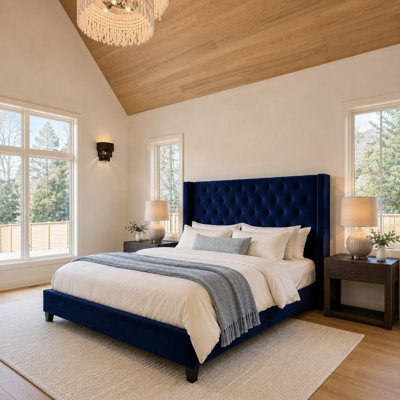 Upholstered Bed with Button Tufted Headboard