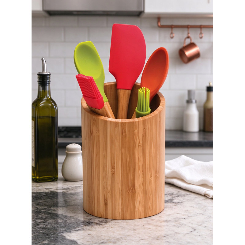 Bamboo Cylinder Utensil Crock