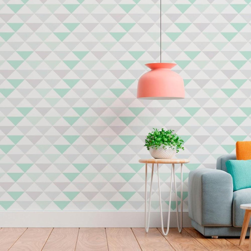 Rouleau de papier peint adhésif doux L 126 po x l 24 po, Gris / blanc / vert