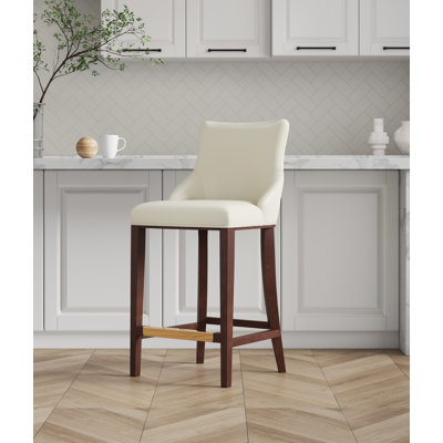 Tabouret de bar en cuir de hêtre Shubert