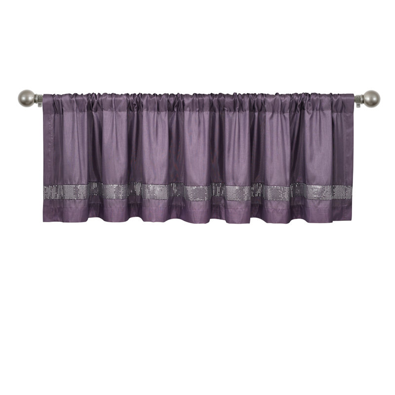 Purple and Silver Faux Silk Sequin Rod Pocket Valance