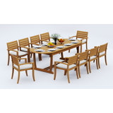 6 Seats 7 Pcs Grade-A Teak Wood Dining Set: 94" Mas Oval Trestle Leg Table And 6 Travota Stacking Arm Chairs #11TV2306