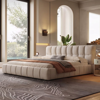 Lit plateforme tapissier de grande taille avec grand lit 38,5 po