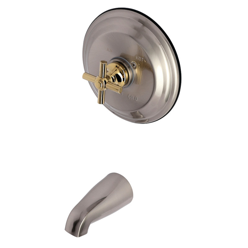 Kingston Brass Single-Handle Pressure Balanced Tub Faucet, Brushed Nickel/Polished Brass