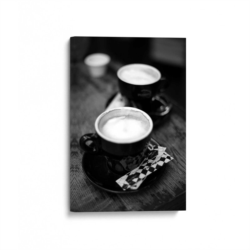 Espresso Break en noir et blanc, Toile tendue, Ne s’applique pas, H 18 po x l 12 po