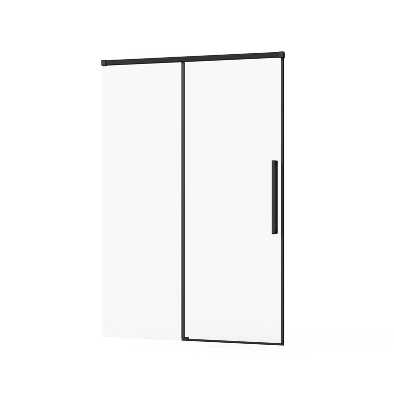 48" W X 72" H Sliding Shower Door, Semi-Frameless, 1/4" Tempered Clear Glass With Easy-Clean Coating, Matte Black Hardware | Gift Idea