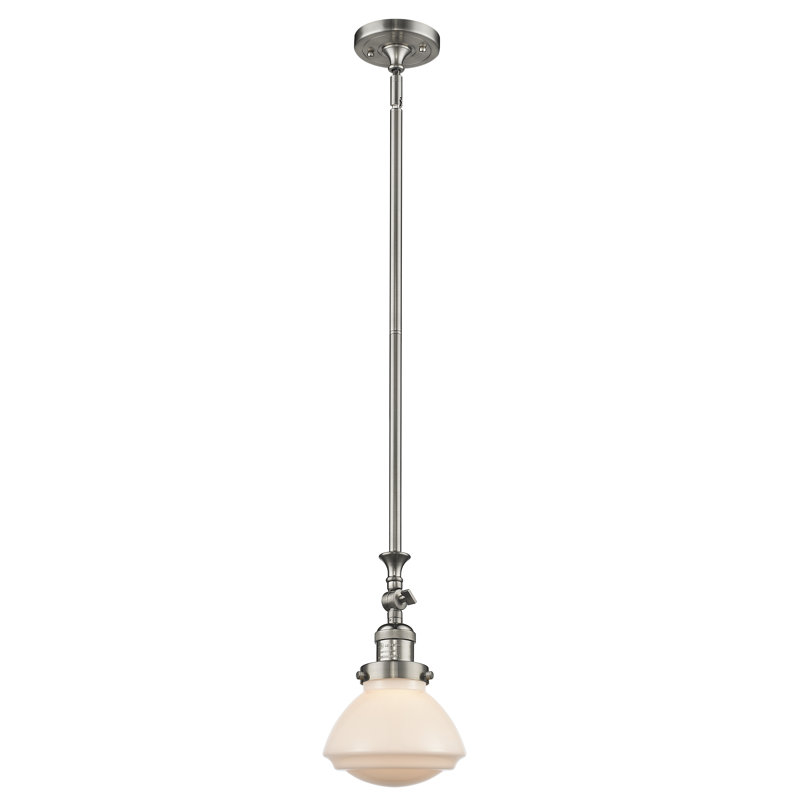 Luminaire suspendu simple à 1 lumière Chesterville, Ampoule non incluse, Nickel satiné brossé, Blanc mat