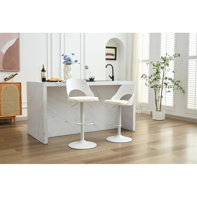 Ensemble de 2 tabourets de bar de style pu avec hauteur de comptoir, tabourets de bar réglables et pivotants avec dossier pour comptoir de bar et îlot de cuisine