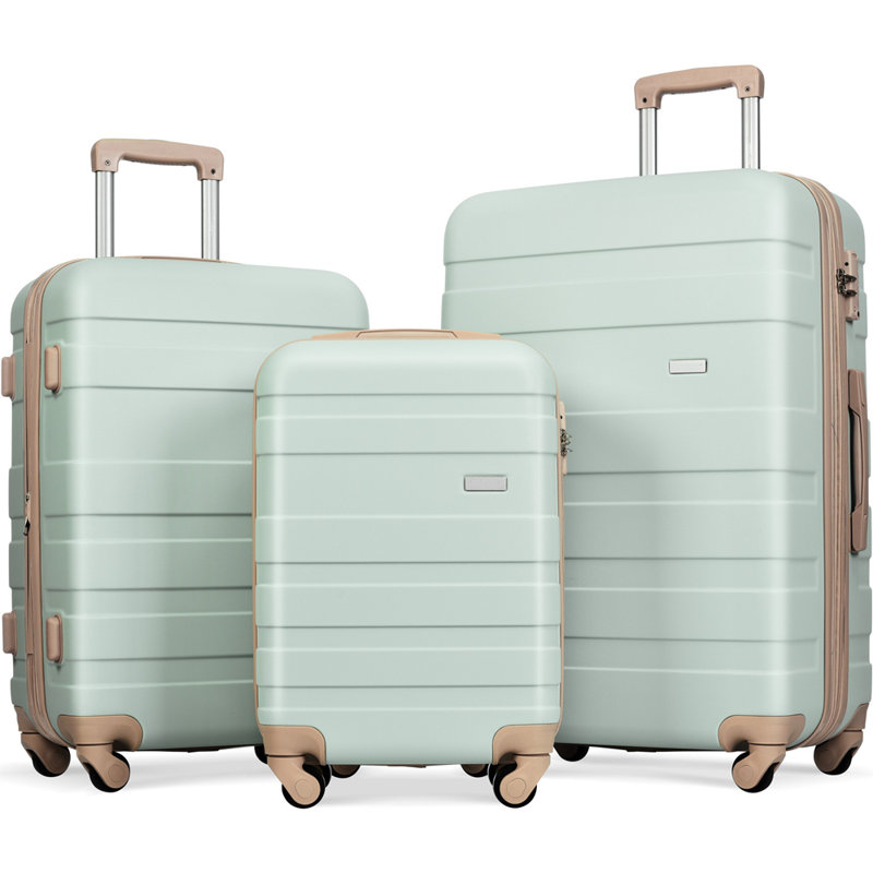 Ensembles de bagages Nouveau modèle ABS Hardshell 3 pièces Ensemble de valises rigides et durables Valise à roulettes avec serrure TSA 20 "24" 28 "
