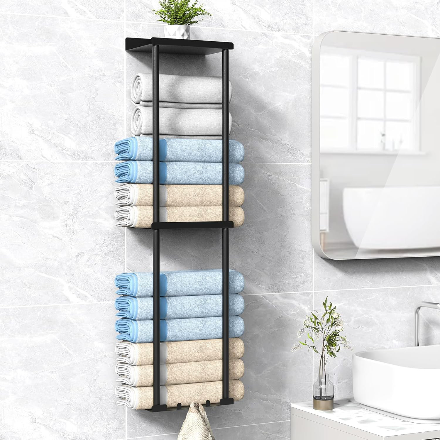 Wall Mounted Towel Rack For Rolled Towels