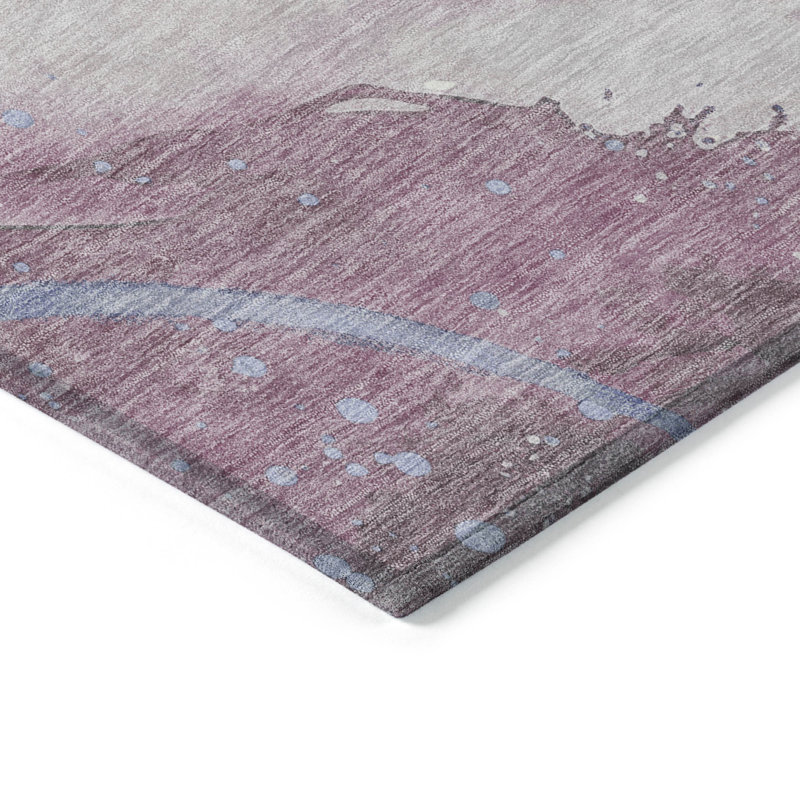 3' X 5' Mauve And Pink Abstract Washable Indoor Outdoor Area Rug
