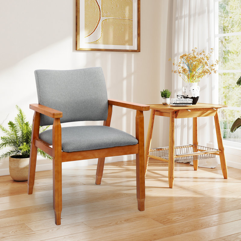 Actrice 18.5'' H Tufted Upholstered Beech Armchair, Gray Fabric