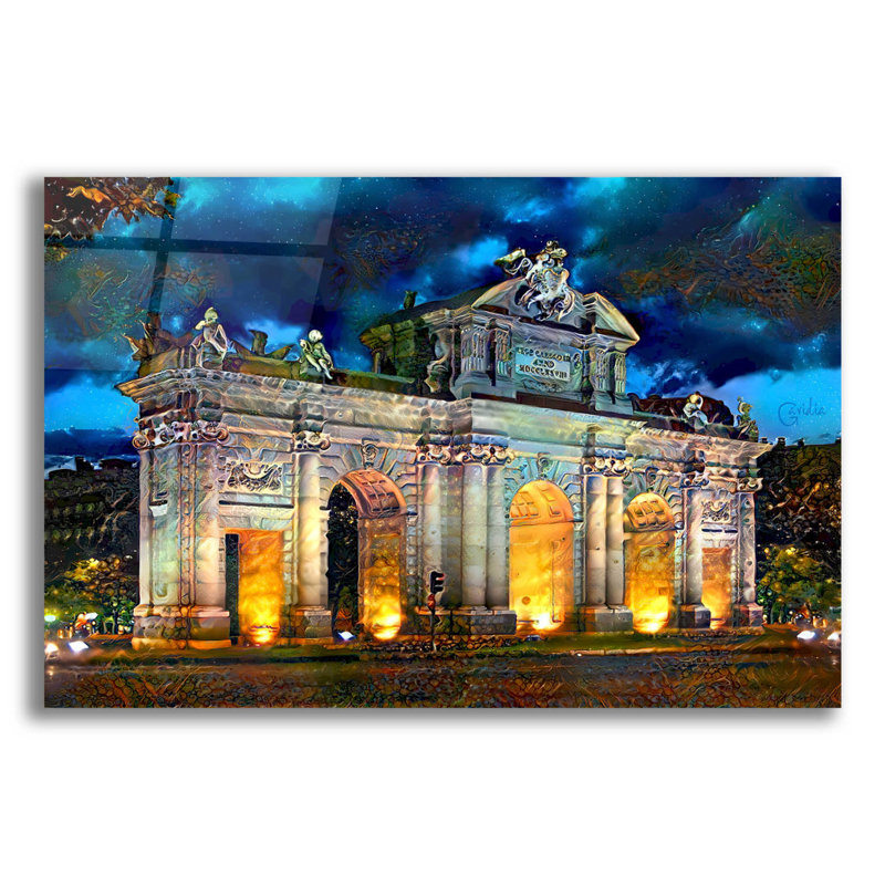Porte d’Alcala, Madrid, Espagne par Pedro Gavidia - peinture sans cadre, H 12 po x l 16 po x P 0,2 po
