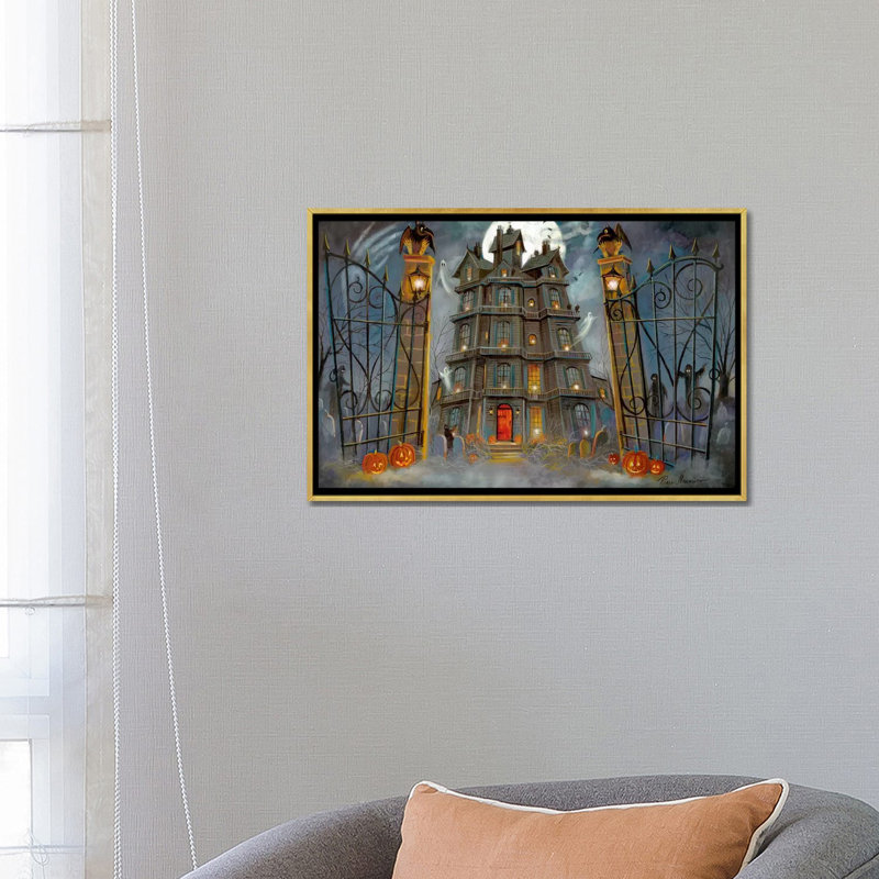 Haunted Mansion, 18" H x 26" W x 1.5" D, Gold Framed, No Matte