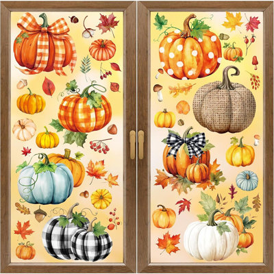 8 Sheets Fall Window Clings, Fall Pumpkin Glass Window Clings, Fall Decorations For Home, Fall Pumpkin Leaves Window Stickers Decor For Autumn Home Decor, Thanksgiving Fall Window Clings.