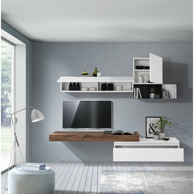 Evilynn Floating Shelf, Honey Oak/White