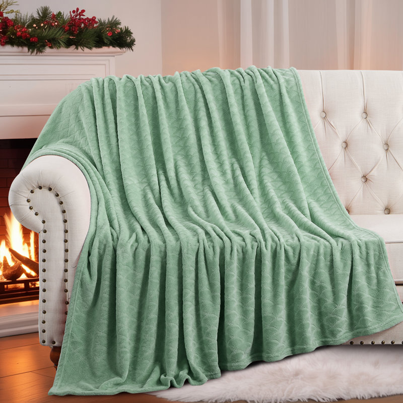 Couverture en flanelle brossée vert hiver, Lit simple, Vert