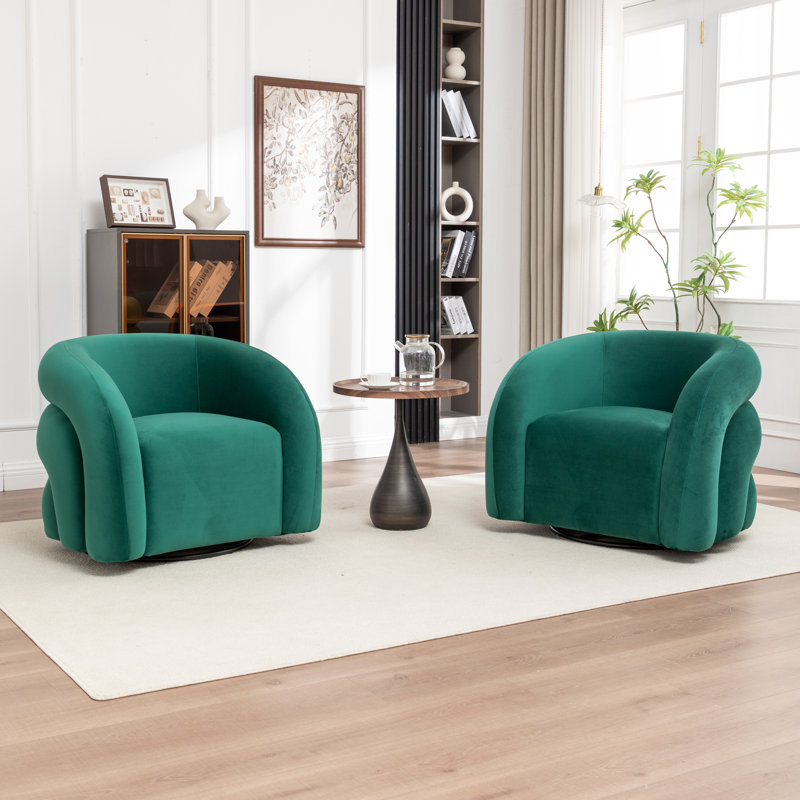 Fauteuil demi-tonneau pivotant rembourré Coyle, Vert