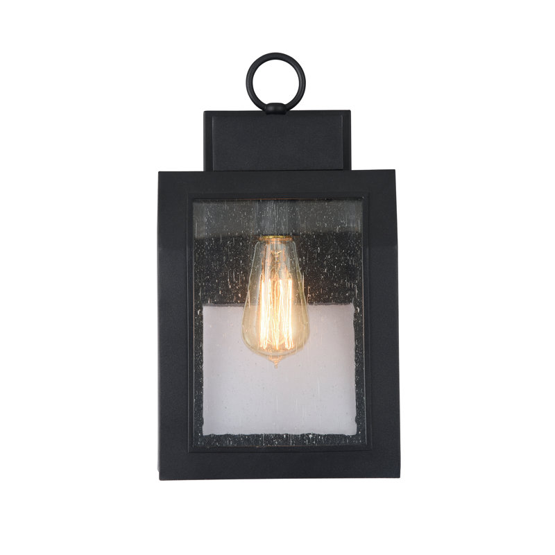 Lanterne murale d'extérieur à 1 ampoule Abram, H 14 po x l 7,5 po x p 7 po, Noir texturé
