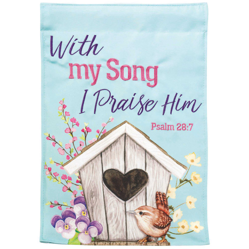 Drapeau de jardin en polyester 28: 7 à 2 côtés Birdhouse Psalm