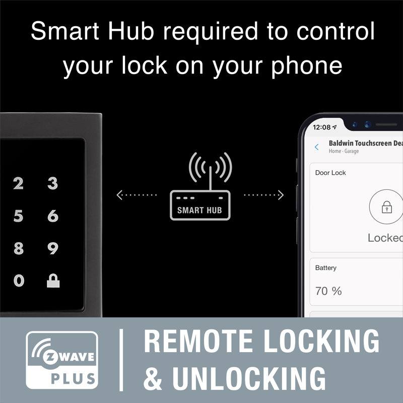 Single Cylinder Smart Deadbolt Z-Wave Technology, Satin Black