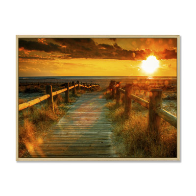 «Little Road to the Beach pendant le coucher du soleil», peinture sur toile