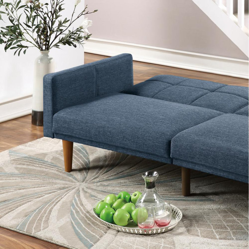 Lucreshia 79.53" W Square Arm Sofa, Linen Blend Navy