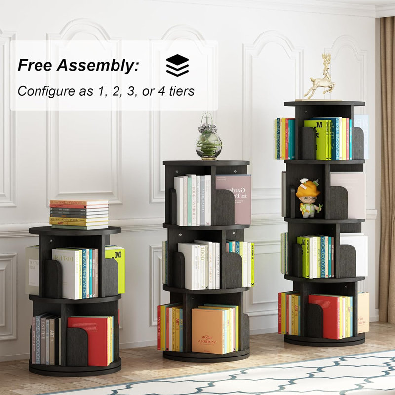 Rotating Bookshelf, 360 Display Bookcase Storage Rack For Kids & Adults