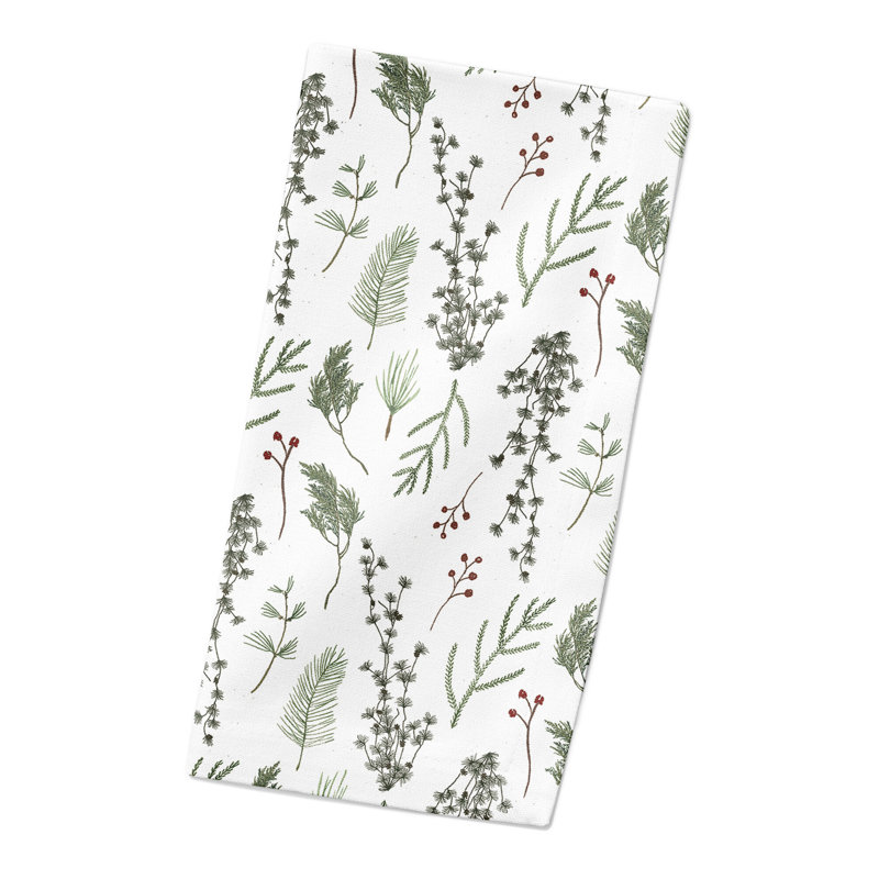 Moscu Cotton Twill Floral Square Napkin, White