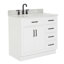 Meuble-lavabo simple Jameal de 36 po en bois massif avec comptoir en marbre de Carrare de 0,75 po et lavabo ovale dÃ©calÃ© Ã  droite-598961054-566077833-566077836