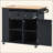 Kitchen Island With Power Outlet,Kitchen Storage Island With Drop Leaf And Rubber Wood,Open Storage And Wine Rack,5 Wheels,With Adjustable Storage For Home, Kitchen, And Dining Room, Black-934773025