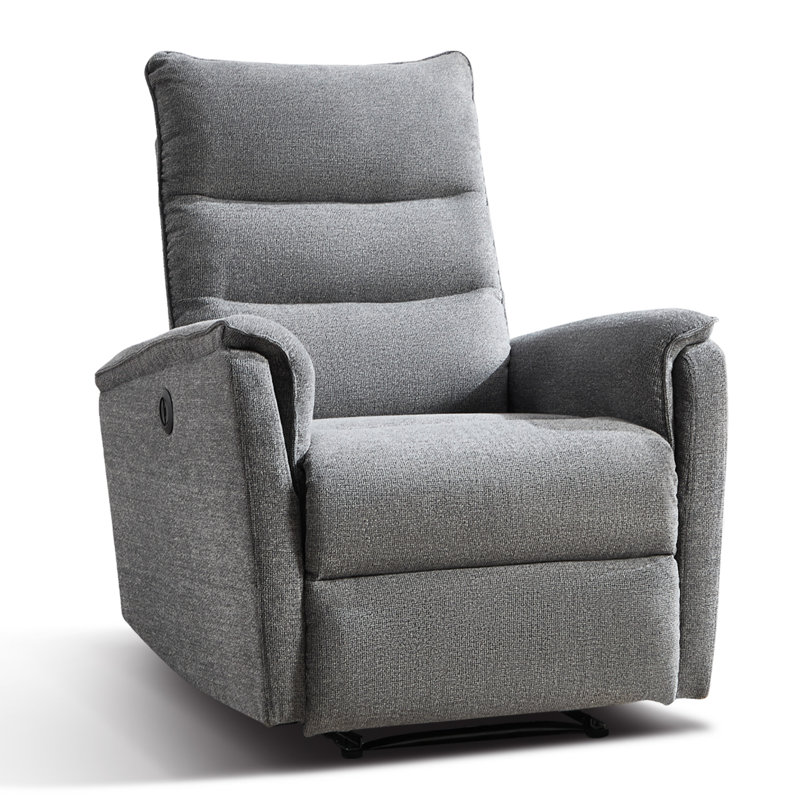 98cm Wide Modern Soft Upholstered Power Recliner, Dark Gray