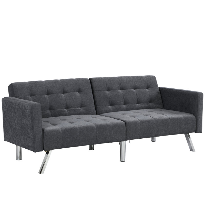Dark Grey Sleeper Couch With Easy-Assemble Feature Gray Simple Design And Functionality, Dark Gray