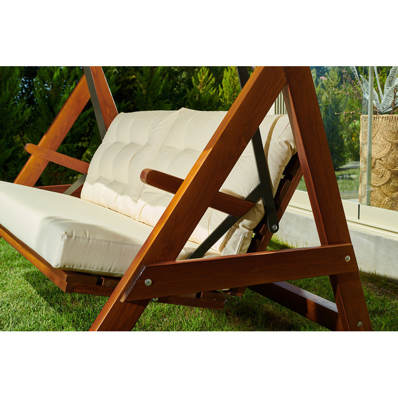 Montserrath Solid Wood Porch Swing with Canopy, Beige