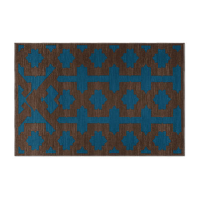 Tapis bleu intérieur et extérieur Trellis