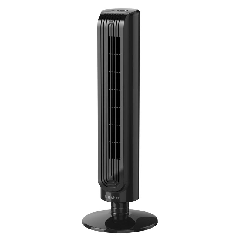 Lasko 32" Tower Fan (3-speed, remote, timer, ionizer, black)