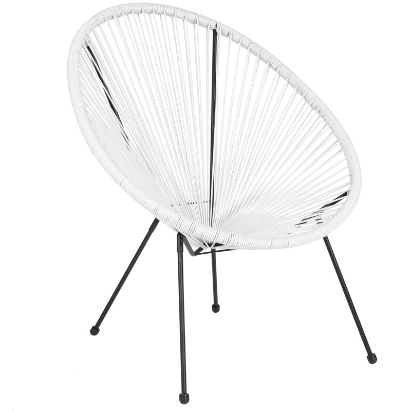 Kelleia Oval Woven Basket Papasan Bungee Lounge Chair - Indoor/Outdoor Furniture, White