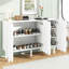 Contenant à chaussures moderne blanc avec tablettes réglables et armoire stable avec 5 pieds en bois massif